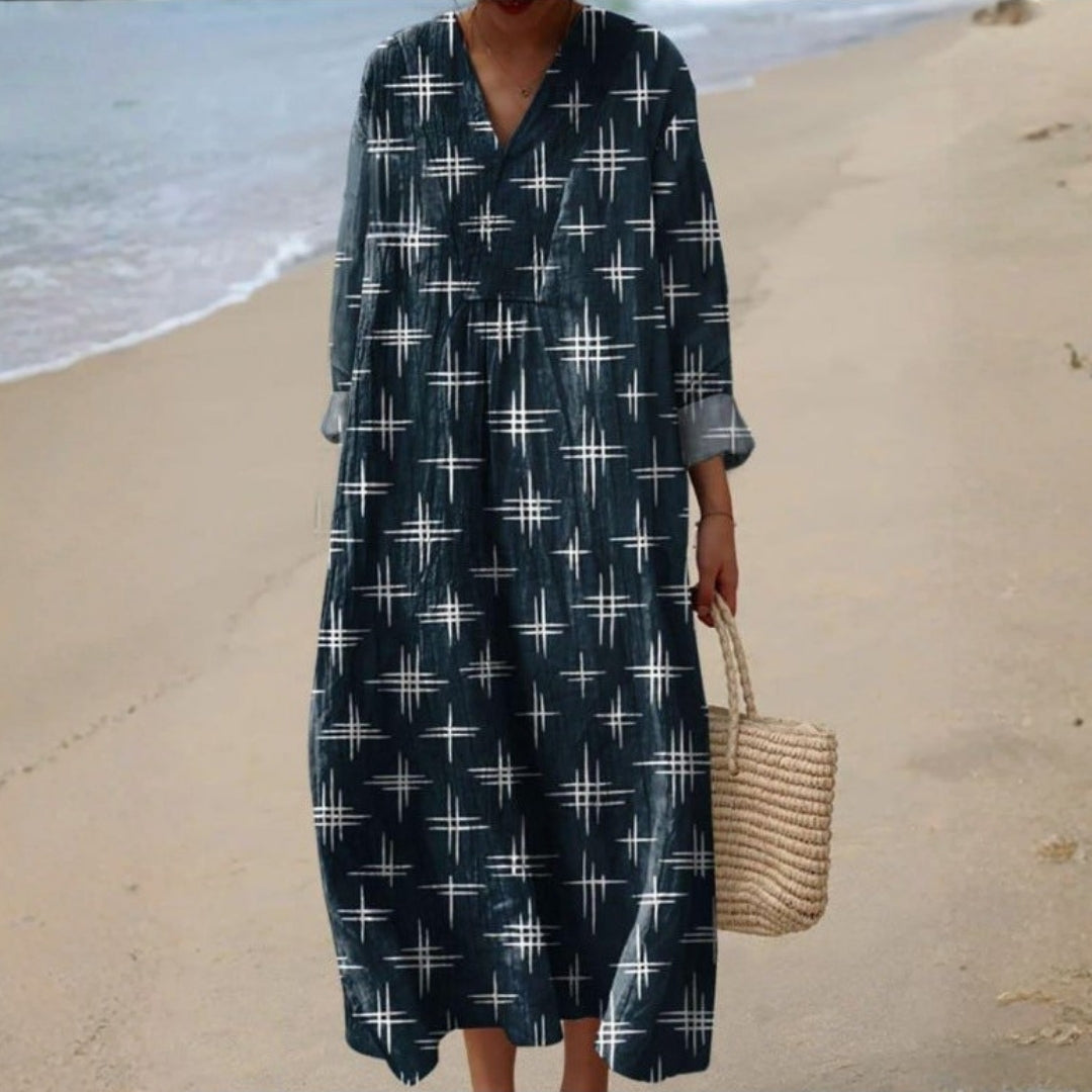 Margarita - Vestido Bohemio con Estampado de Estrellas