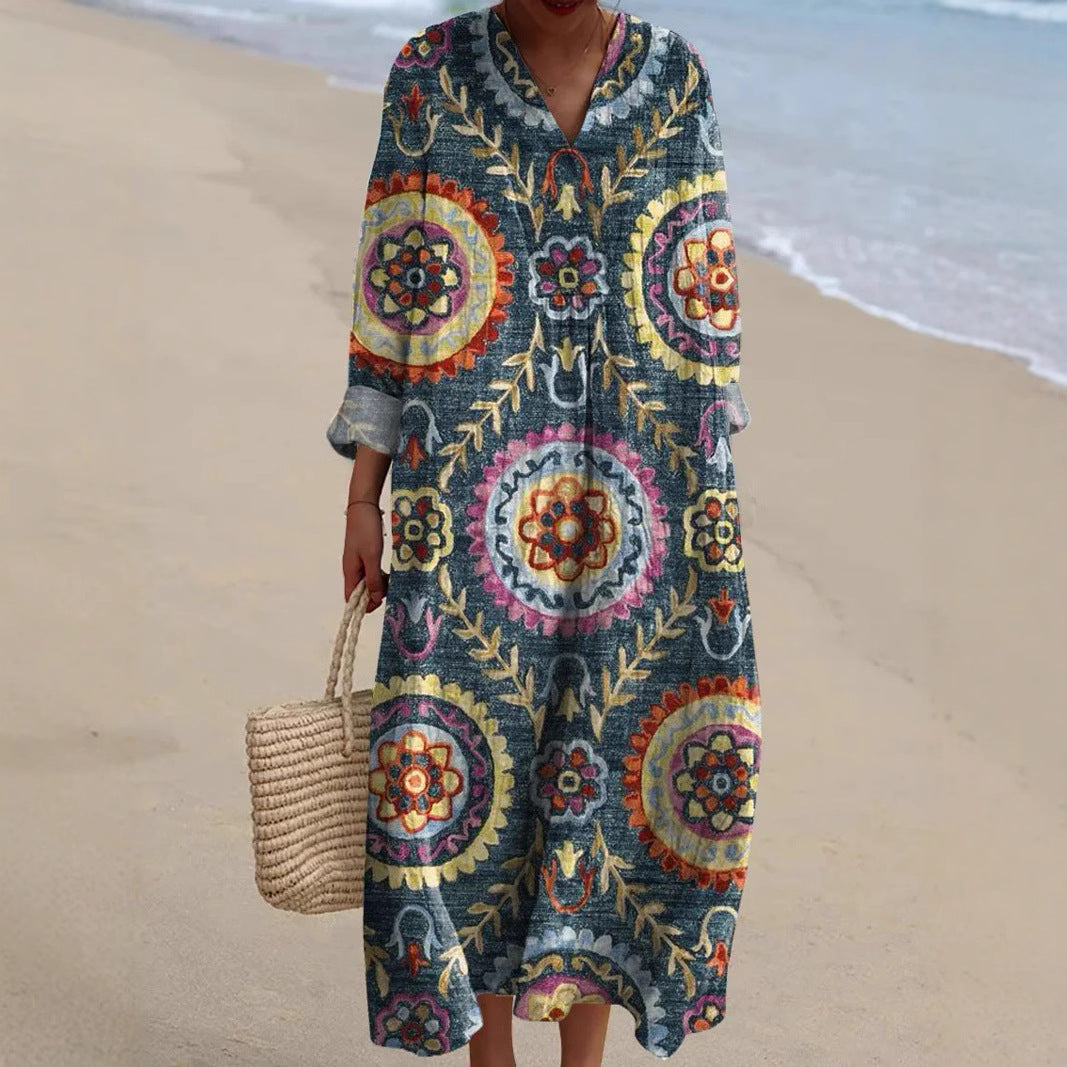 Paloma - Vestido Boho con Estampado Étnico