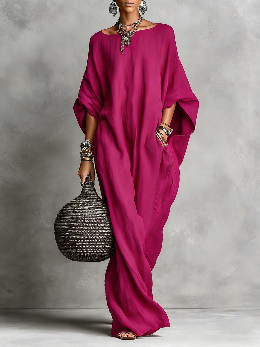 Valeria | Vestido Kaftan Maxi con Mangas Murciélago y Caída Dramática