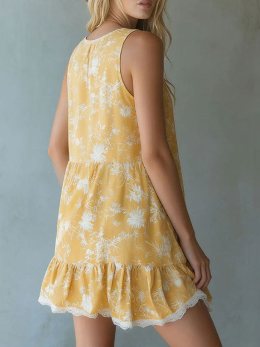 Valeria | Vestido Mini de Tirantes con Escote en V y Volante en el Bajo