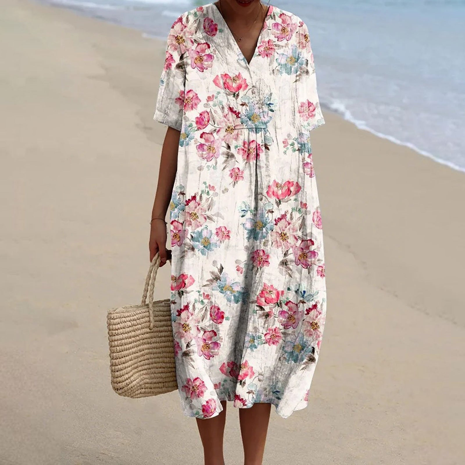 Petra - Vestido Floral Vintage Estilo Lino