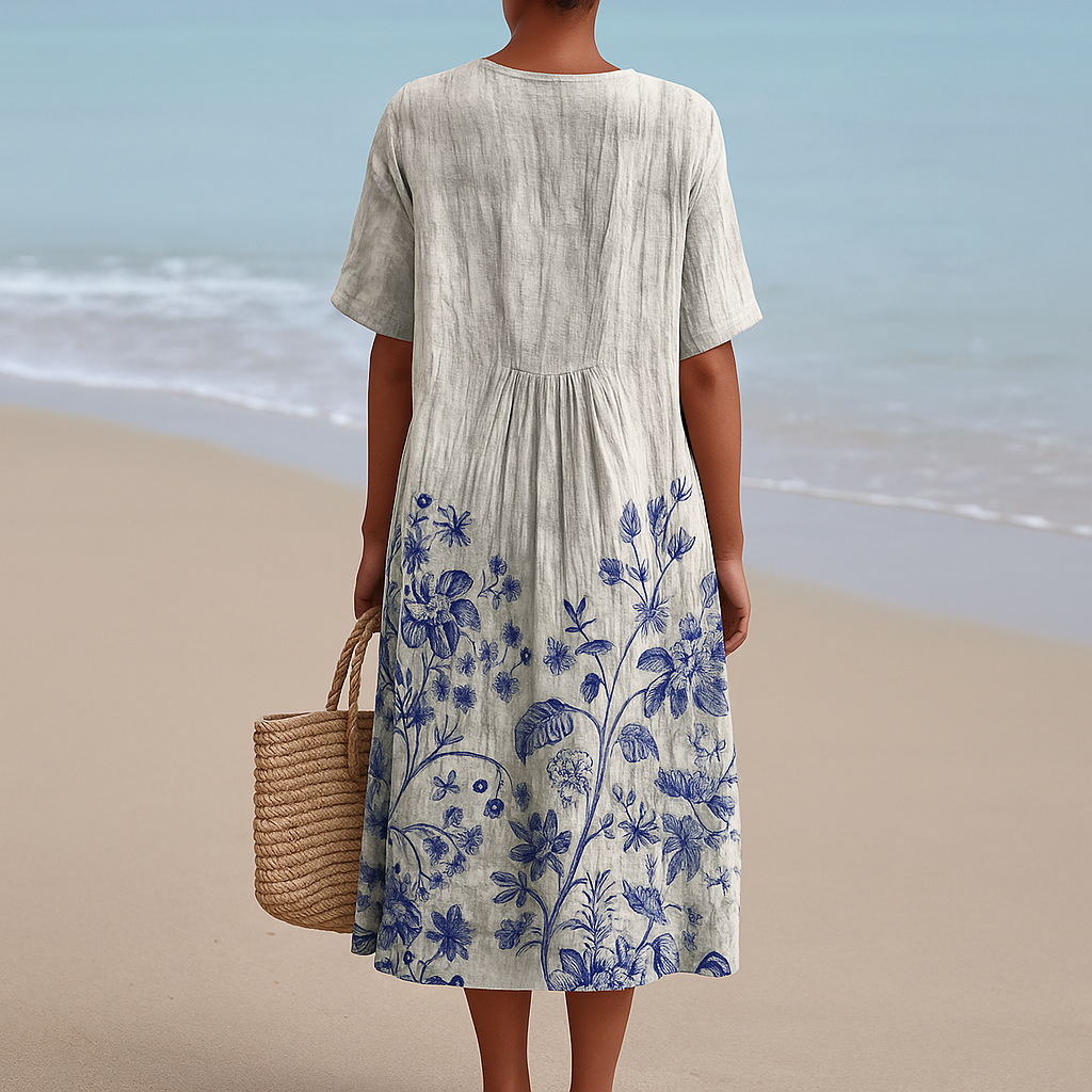 Nuria - Vestido con Estampado de Porcelana