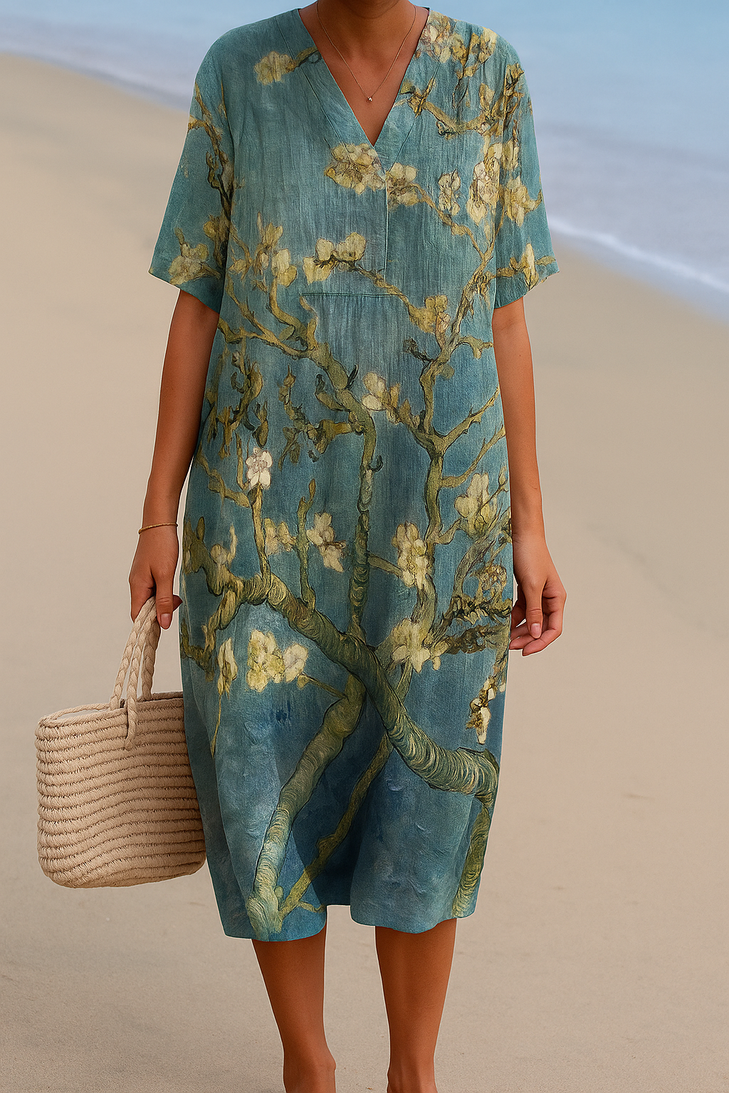 Lorena - Vestido Floral en Verde-Aguamarina