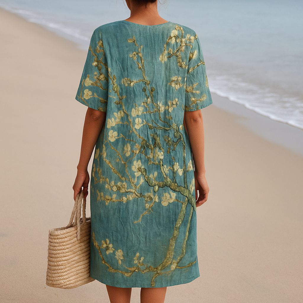 Lorena - Vestido Floral en Verde-Aguamarina