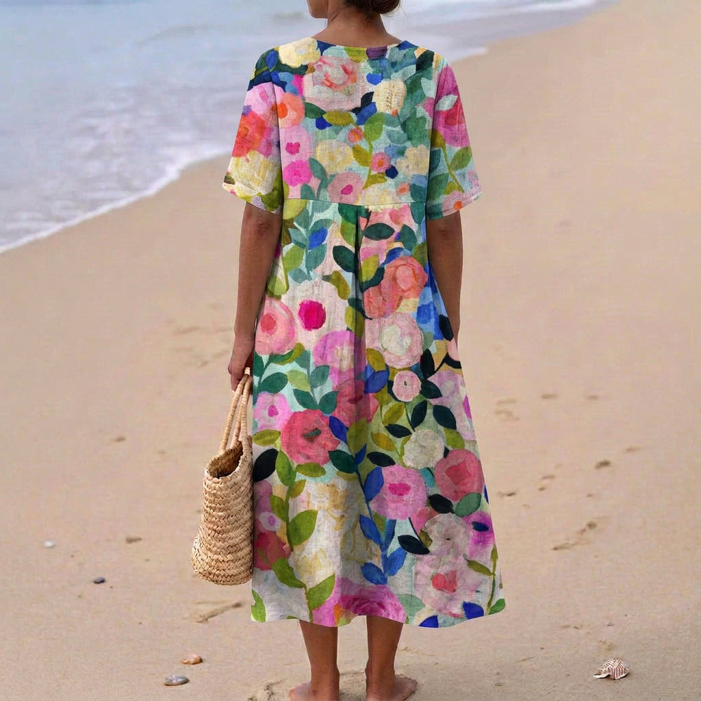 Paula - Vestido Floral en Acuarela