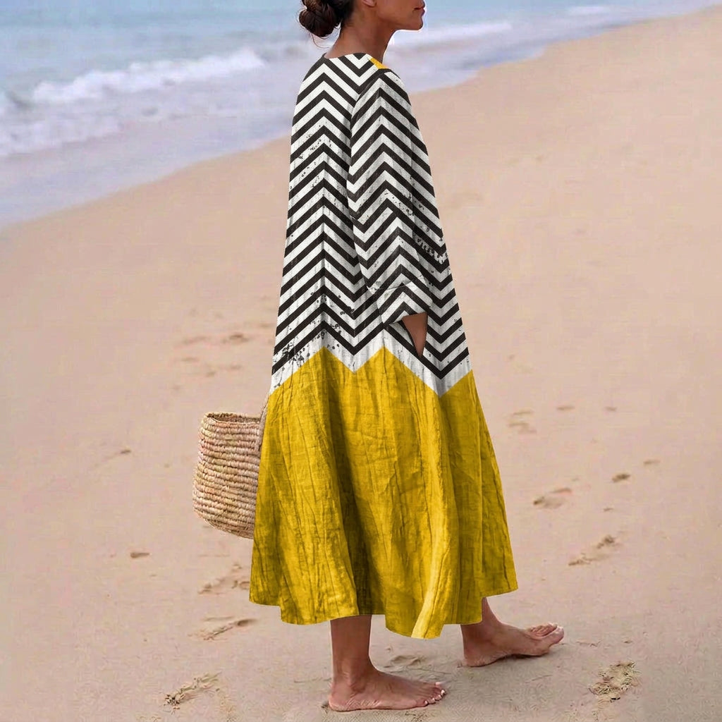 Sofía - Vestido Zigzag con Contraste