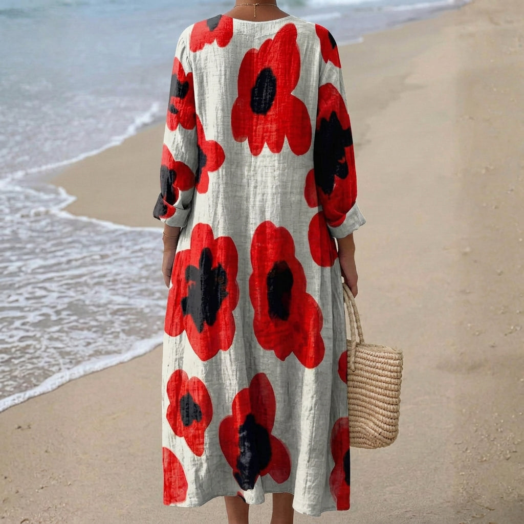 Eugenia - Vestido Maxi Floral en Rojo