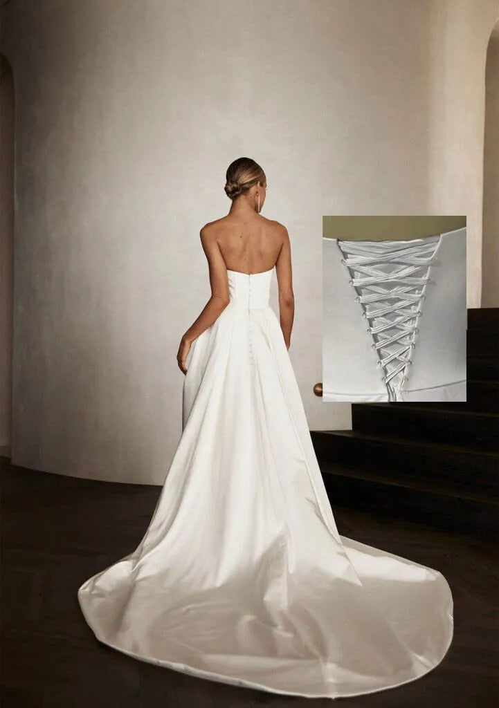 Elena | Vestido Largo Strapless con Escote Corazón y Falda Sirena