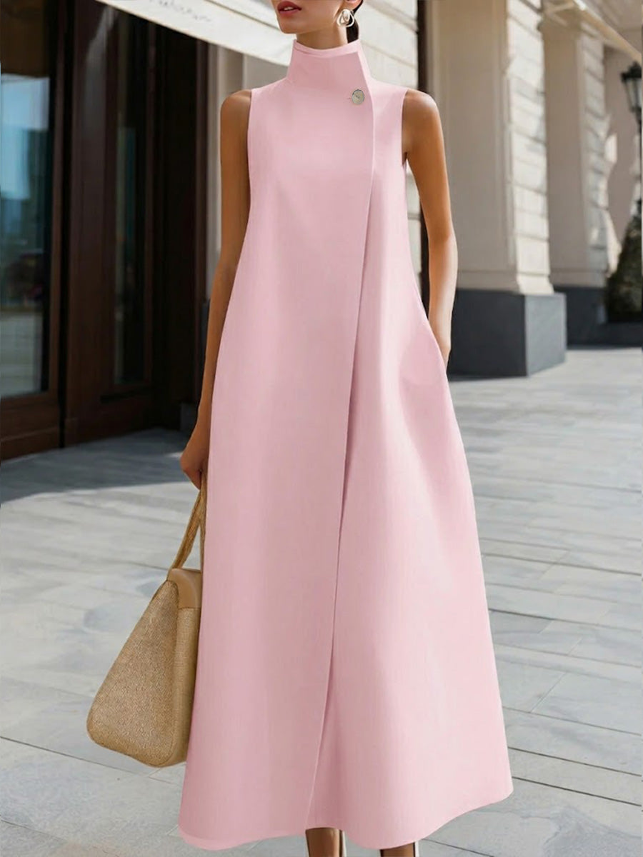Nerea | Vestido Maxi Sin Mangas de Corte Trapecio con Cuello Redondo