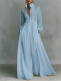 Lucía | Vestido Maxi Camisero de Manga Larga con Falda Amplia y Bolsillos