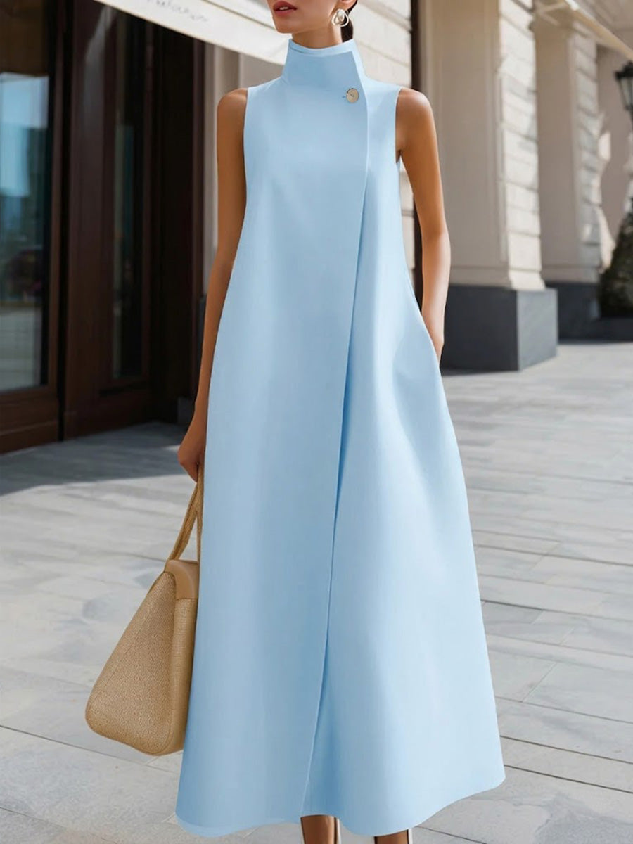 Nerea | Vestido Maxi Sin Mangas de Corte Trapecio con Cuello Redondo